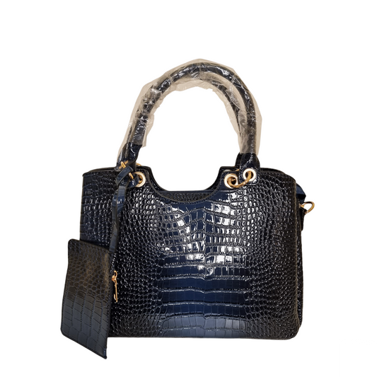 Damen Handtasche trendig & elegant in der Farbe Dunkelblau Lack