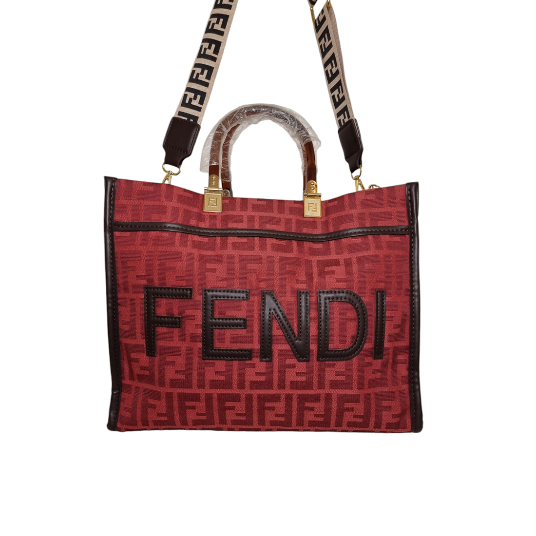 Damen Handtasche trendig & elegant in der Farbe Braun/Rot